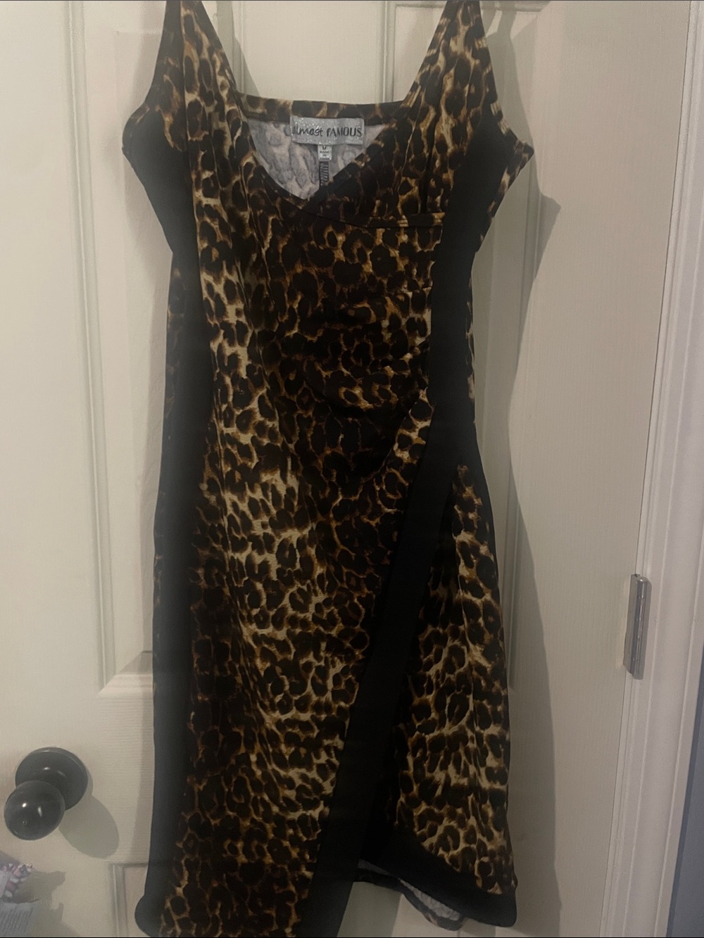 Almost Famous Leopard-Print Midi Dress in Black and Brown
